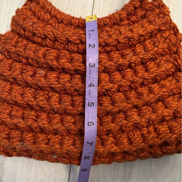 Vintage rust coloured wool knit hand bag with bamboo handles - Picture 6 of 6